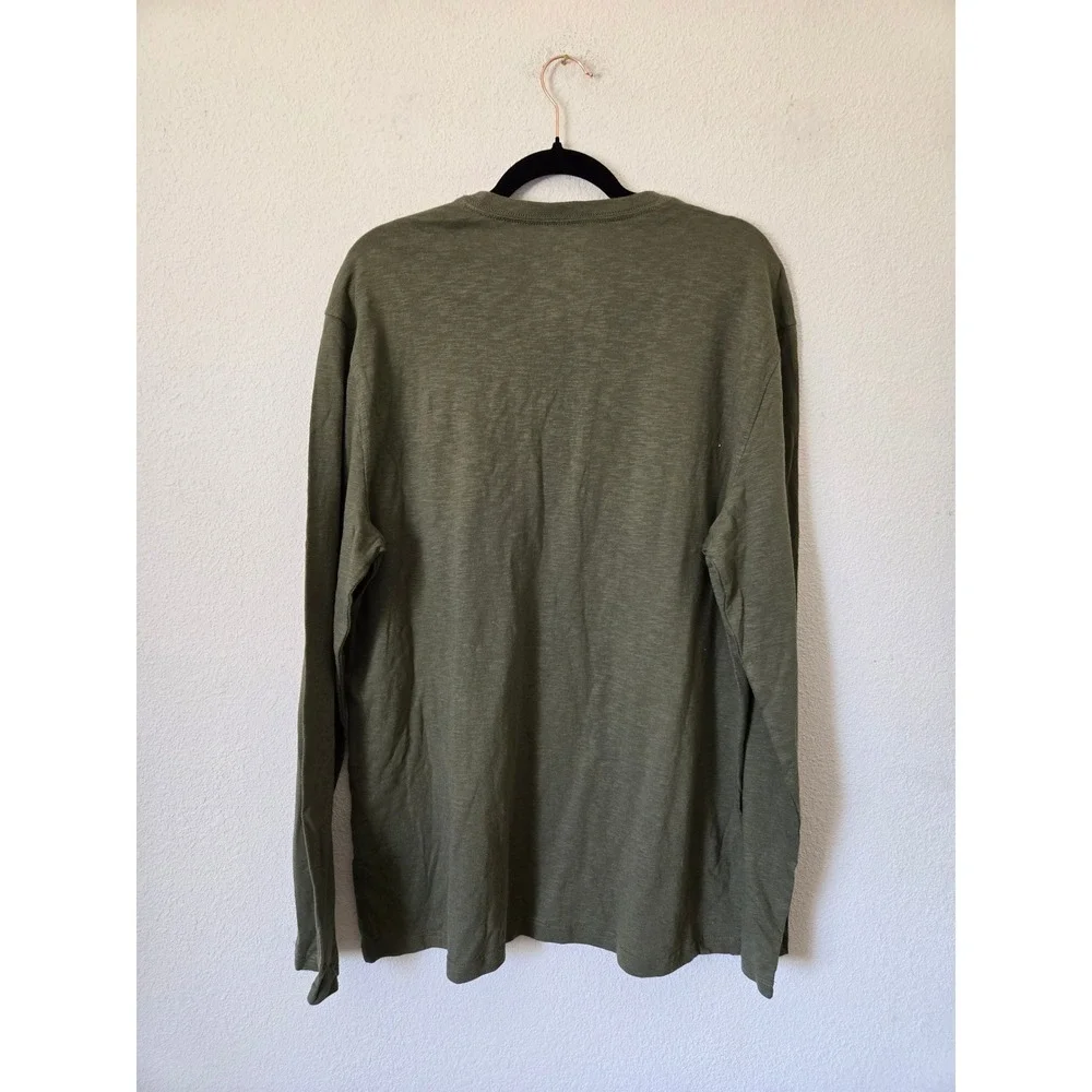 NWT Gap Mens XL Henley Shirt Long Sleeve Olive Green Slub Cotton New - Picture 3 of 7